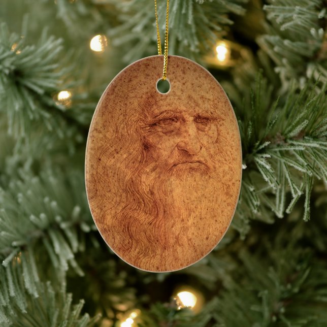 Självporträtt av Leonardo da Vinci, renässanskonst Julgransprydnad Keramik (Träd)