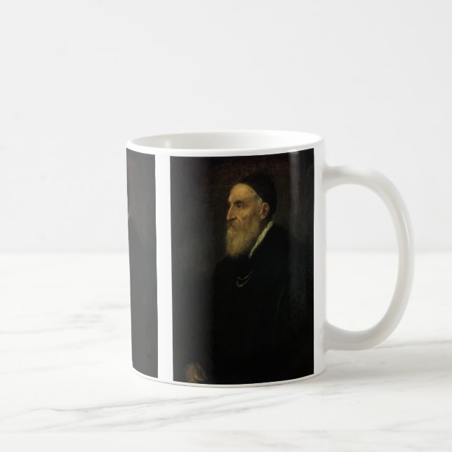 Självporträtt av titian, Vintage Renaissance Art Kaffemugg (Höger)