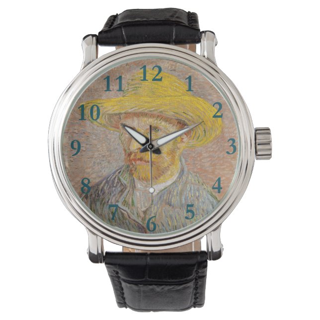 Självporträtt av Vincent Van Gogh impressionistisk Armbandsur (Framsida)