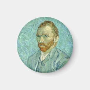 Självporträtt av Vincent Van Gogh med blå bakgrund Magnet