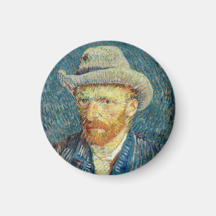 Självporträtt av Vincent Van Gogh med grå filtad h Magnet