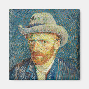 Självporträtt av Vincent Van Gogh med grå filtchot Magnet