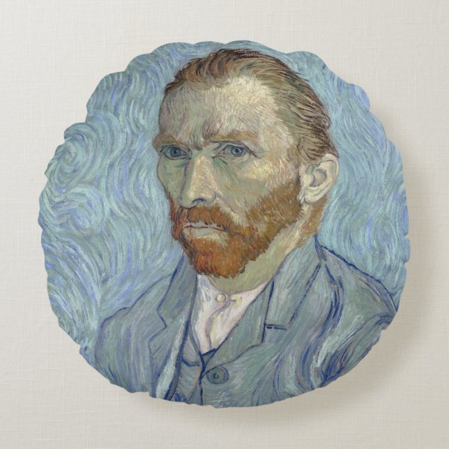 Självporträtt av Vincent van Gogh Rund Kudde (Framsidan)