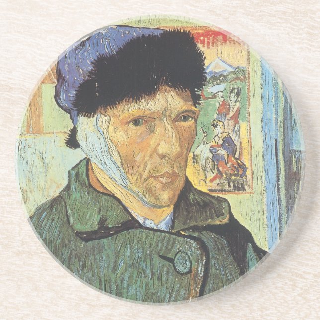 Självporträtt, Bandaged Ear av Vincent van Gogh Underlägg Sandsten (Framsidan)