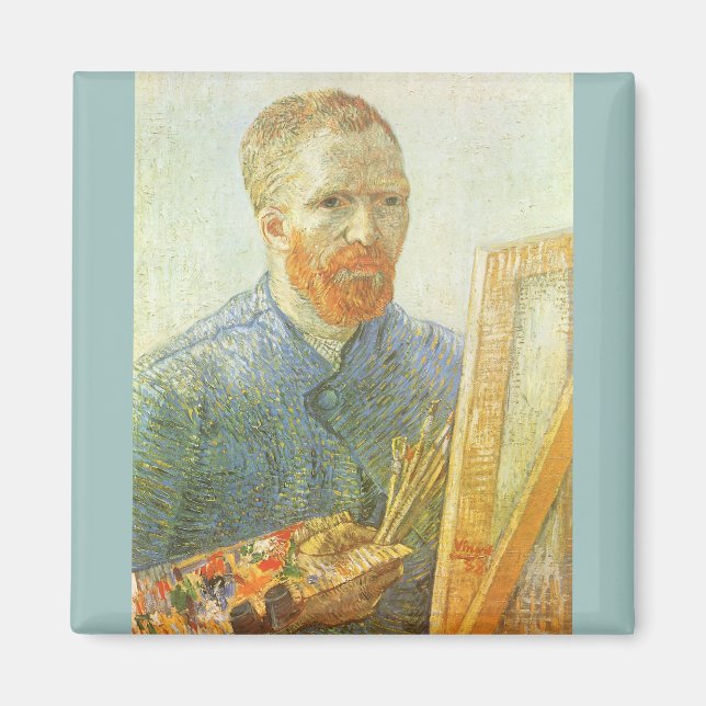 Självporträtt framför staffli, Vincent van Gogh Magnet (Framsidan)