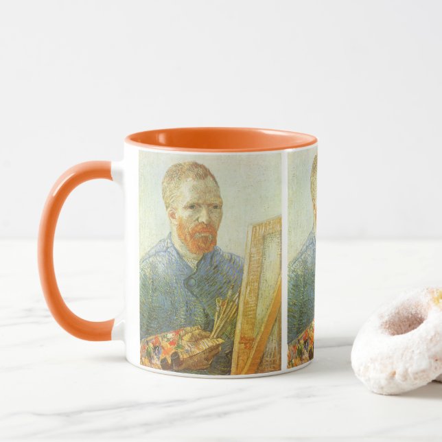 Självporträtt framför staffli, Vincent van Gogh Mugg (Med munk)