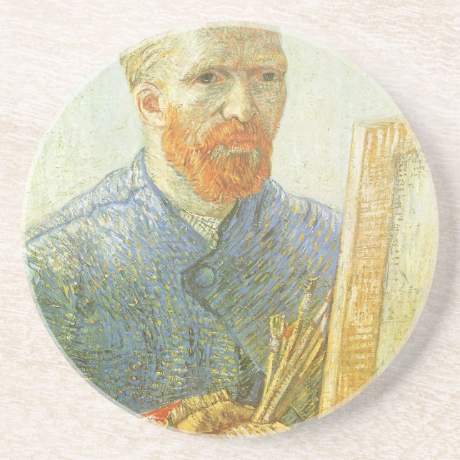 Självporträtt framför staffli, Vincent van Gogh Underlägg Sandsten (Framsidan)