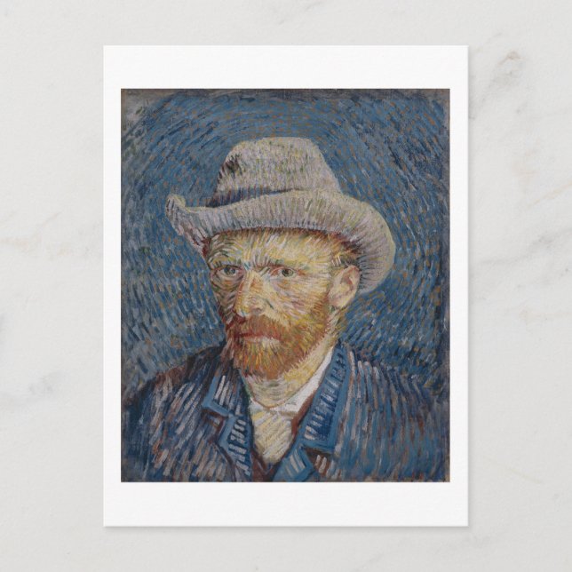 Självporträtt Grå filtchott, Van Gogh Finkonst Vykort (Framsida)