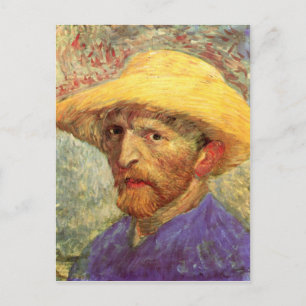 Självporträtt halmhatt (F526)Van Gogh Finkonst Vykort