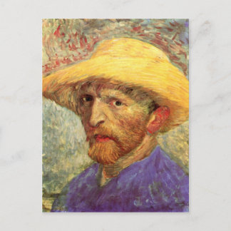 Självporträtt halmhatt (F526)Van Gogh Finkonst Vykort