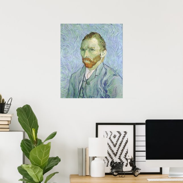 Självporträtt i blått av Vincent van Gogh Poster (Hemmakontoret)