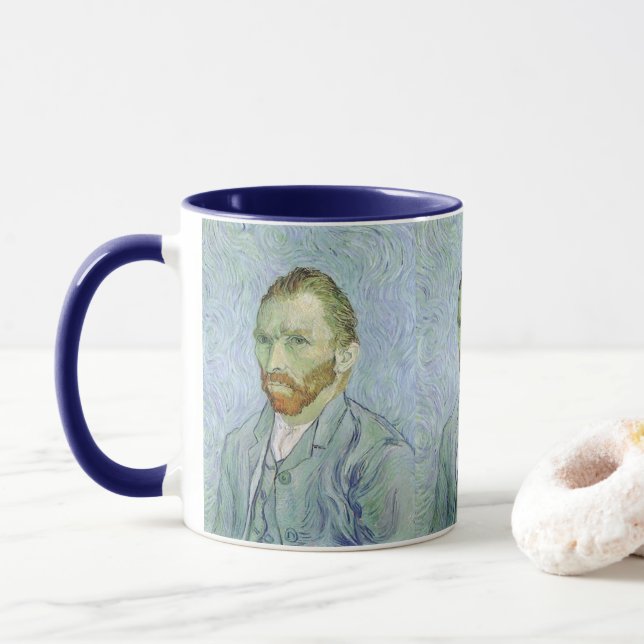 självporträtt i Blue av Vincent van Gogh Mugg (Med munk)