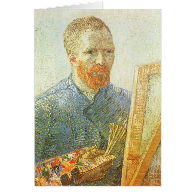 Självporträtt i Easel, Vincent van Gogh Hälsningskort (Framsidan)