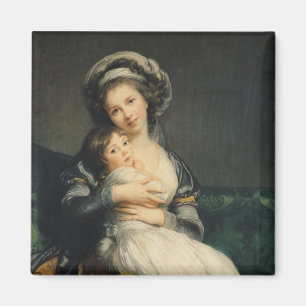Självporträtt i en Turban med henne barn, 1786 Magnet