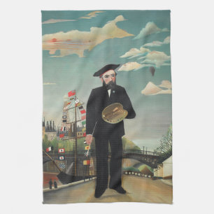 Självporträtt – Landskap, Henri Rousseau 1890 Kökshandduk