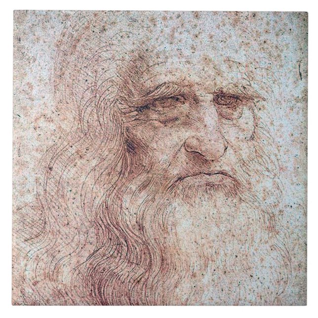 Självporträtt, Leonardo da Vinci Kakelplatta (Framsidan)