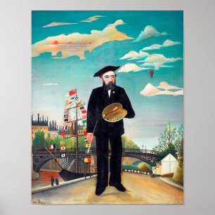 Självporträtt, liggande, Rousseau Poster