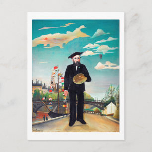 Självporträtt, liggande, Rousseau Vykort