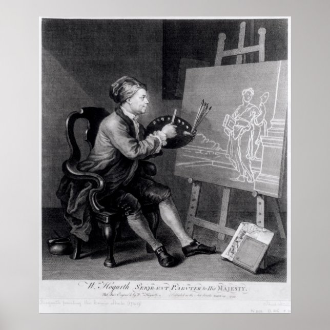 Självporträtt målar Tecknaden Muse Poster (Framsidan)