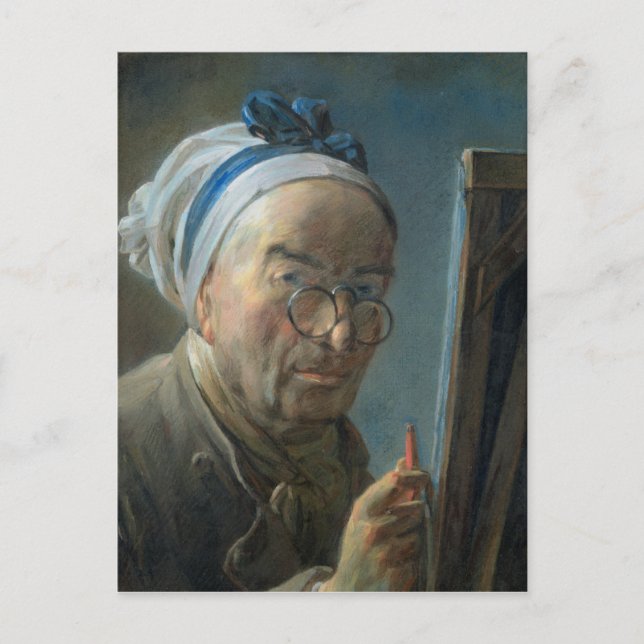 Självporträtt med ål, 1775-79 vykort (Framsida)