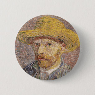 Självporträtt med en straw Hat av Vincent van Go Knapp