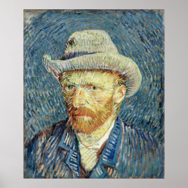 Självporträtt med Felt Hat Vincent van Gogh Poster (Framsidan)