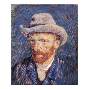 Självporträtt med filtad hatt av Van Gogh Fototryck