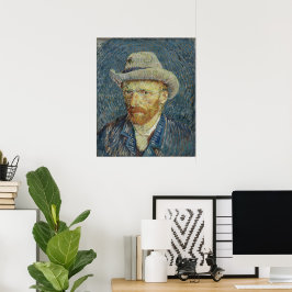 Självporträtt med grå filtchapeau av Vincent van G Poster