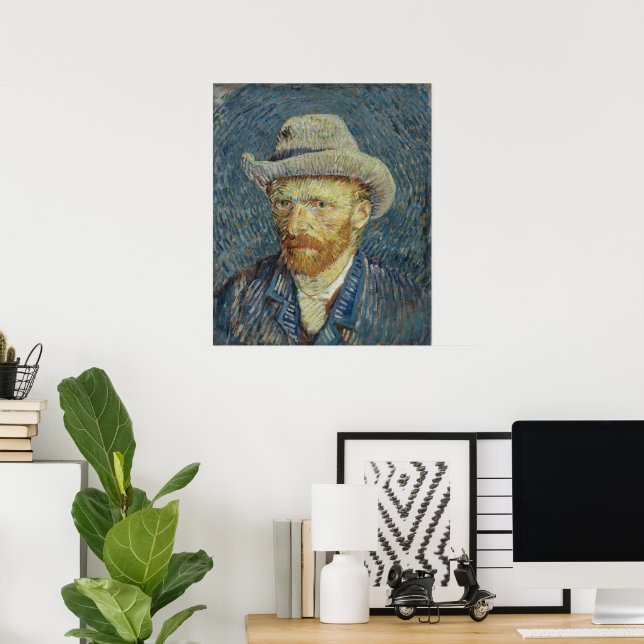 Självporträtt med grå filtchapeau av Vincent van G Poster (Hemmakontoret)