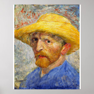 Självporträtt med halmhatt av Van Gogh Poster