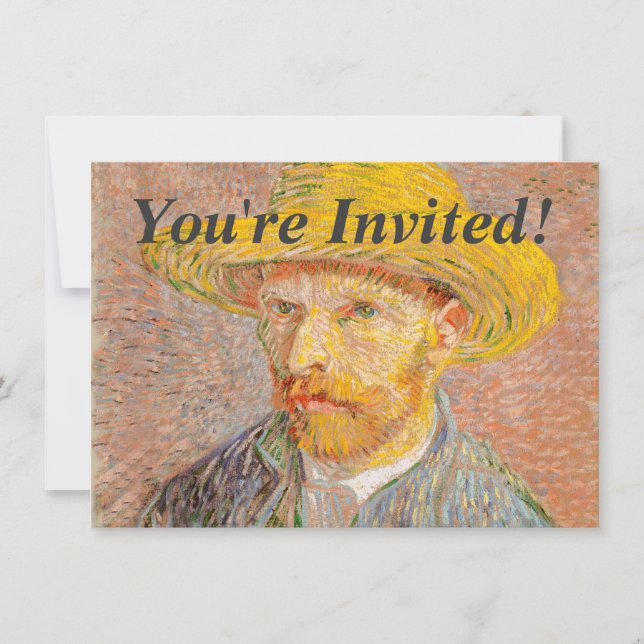 Självporträtt med halmhatt av Vincent Van Gogh Inbjudningar (Framsida)
