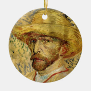 Självporträtt med halmhatt av Vincent van Gogh Julgransprydnad Keramik