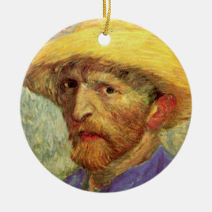 Självporträtt med halmhatt av Vincent van Gogh Julgransprydnad Keramik