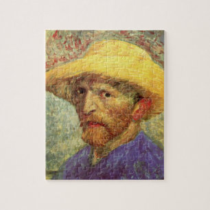 Självporträtt med halmhatt av Vincent van Gogh Pussel