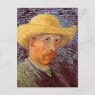Självporträtt med halmhatt av Vincent van Gogh Vykort