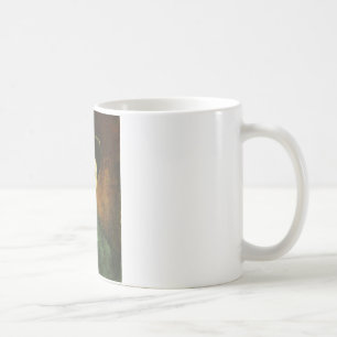 Självporträtt med mörk filtchott kaffemugg