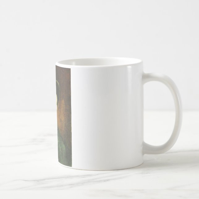 Självporträtt med mörk filtchott kaffemugg (Höger)