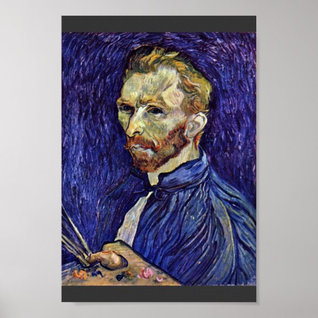Självporträtt med palett av Vincent Van Gogh Poster (Framsidan)
