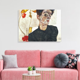 Självporträtt med Physalis | Egon Schiele | Canvastryck