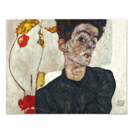 Självporträtt med Physalis | Egon Schiele | Fototryck
