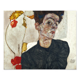 Självporträtt med Physalis | Egon Schiele | Fototryck