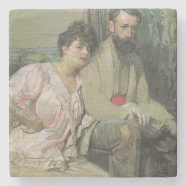 Självporträtt med sin fru (av Frantisek Kupka) Stenunderlägg (Framsidan)