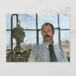 självporträtt med Skeleton av Lovis Corinth Vykort
