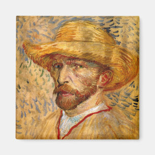 självporträtt med Straw Hat, Vincent Van Gogh Magnet