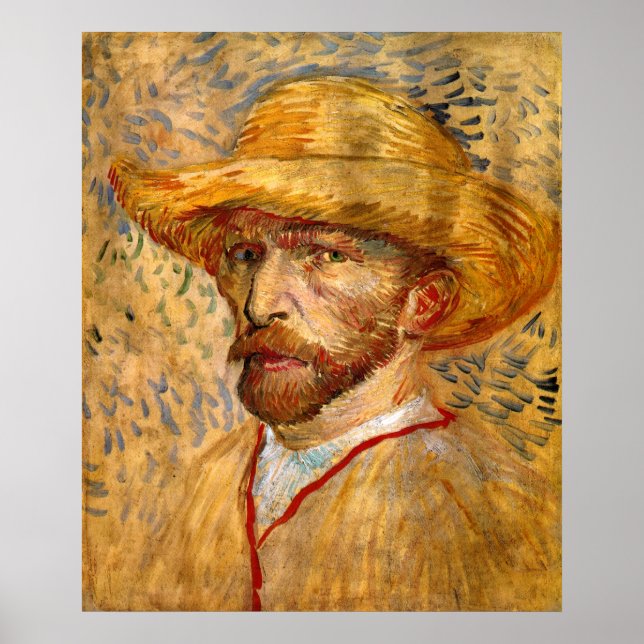 Självporträtt med Straw Hat, Vincent Van Gogh Poster (Framsidan)