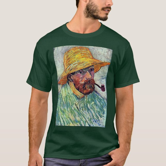 Självporträtt med sugrörhatten av Vincent Van Gogh Tee Shirt (Framsida)