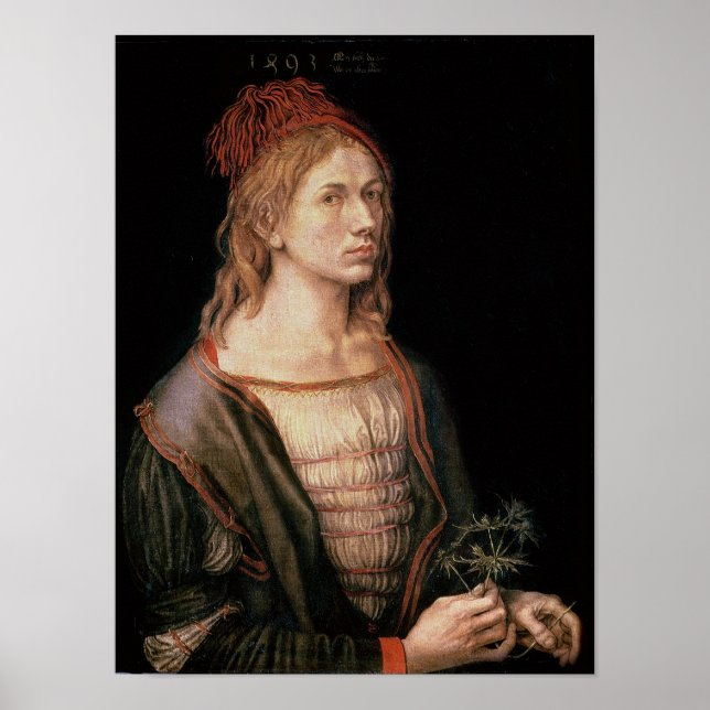 Självporträtt med Thistle 1493 Poster (Framsidan)
