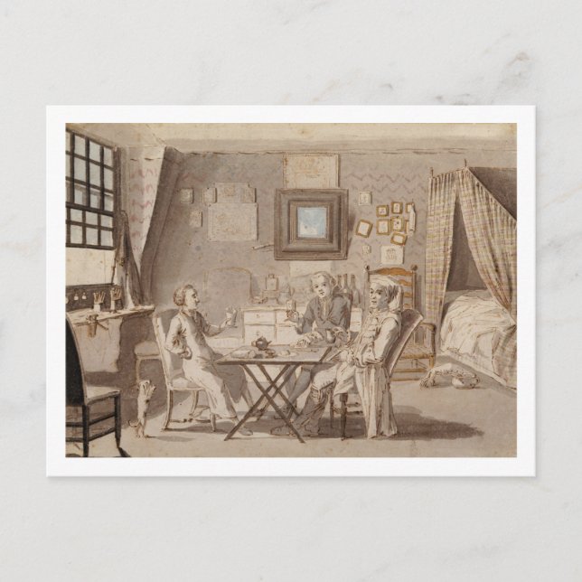 Självporträtt med Two Young Manar (penna och bruna Vykort (Framsida)