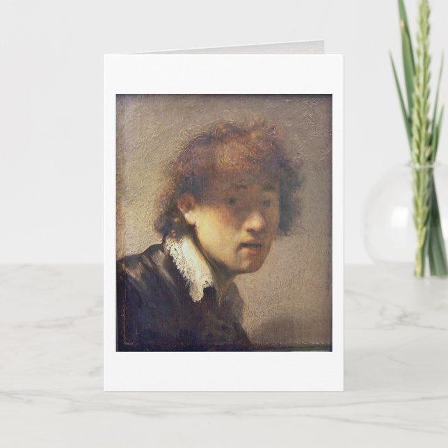 Självporträtt på den tidiga åldern av Rembrandt Kort (Framsida)