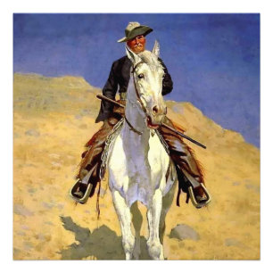 “Självporträtt på en häst” av Frederic Remington Fototryck